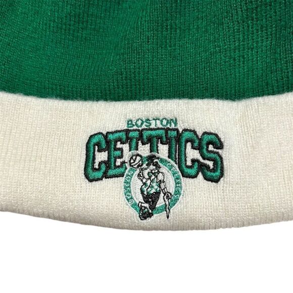 Mitchell & Ness Boston Celtics Green Cuffed Pom Knit Beanie Unisex - Picture 3 of 4